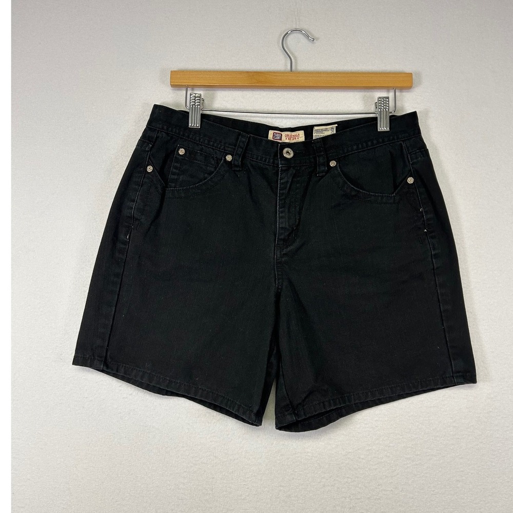Grunge Indie Faded Glory Women 10 Black Denim Relaxed Mid Rise Cotton Shorts
